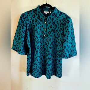 Chico’s Women’s 16 leopard print blouse career classic no-iron travel unique